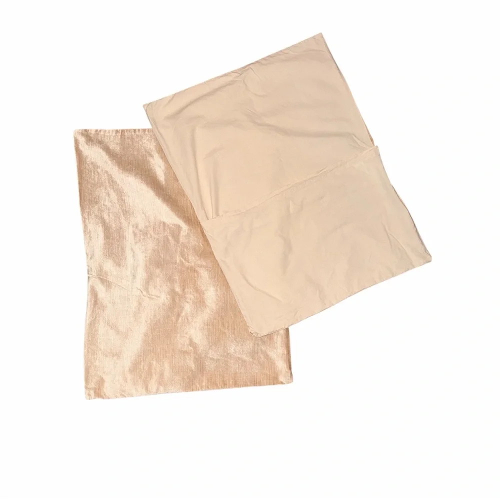 West Elm 2 Velvet Champagne/Gold Tone Pillow Sham Covers